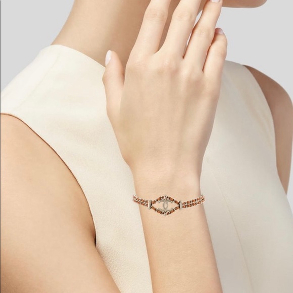 CHANEL-AUTHENTIC RARE VTG Leather/Metal BRACELET - Picture 2 of 16